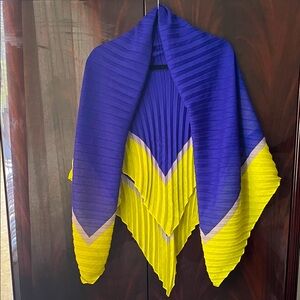 Echo Blue and Yellow Large Square Pleated Scarf